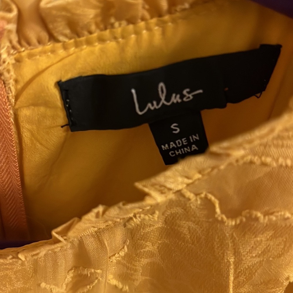 Lulus Ruffle Yellow Jacquard Dress - Picture 6 of 10